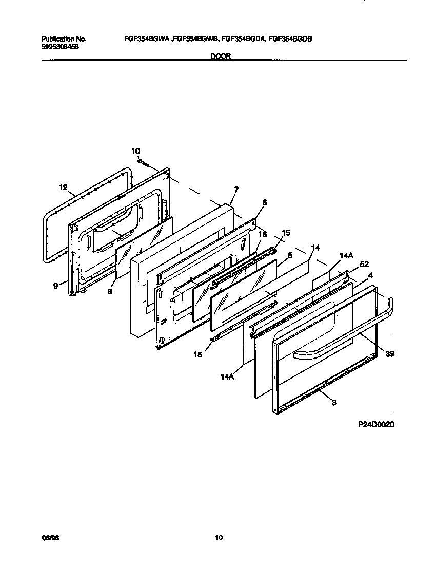 Frigidaire FGF354BGWB door diagram