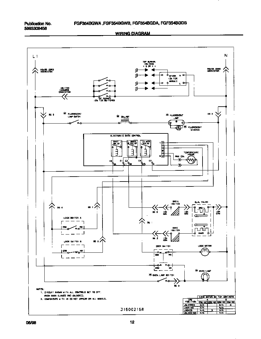 Frigidaire FGF354BGWB wiring diagram diagram