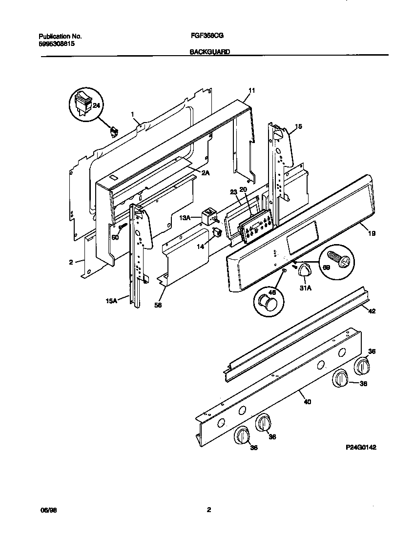 Frigidaire FGF358CGSB backguard diagram