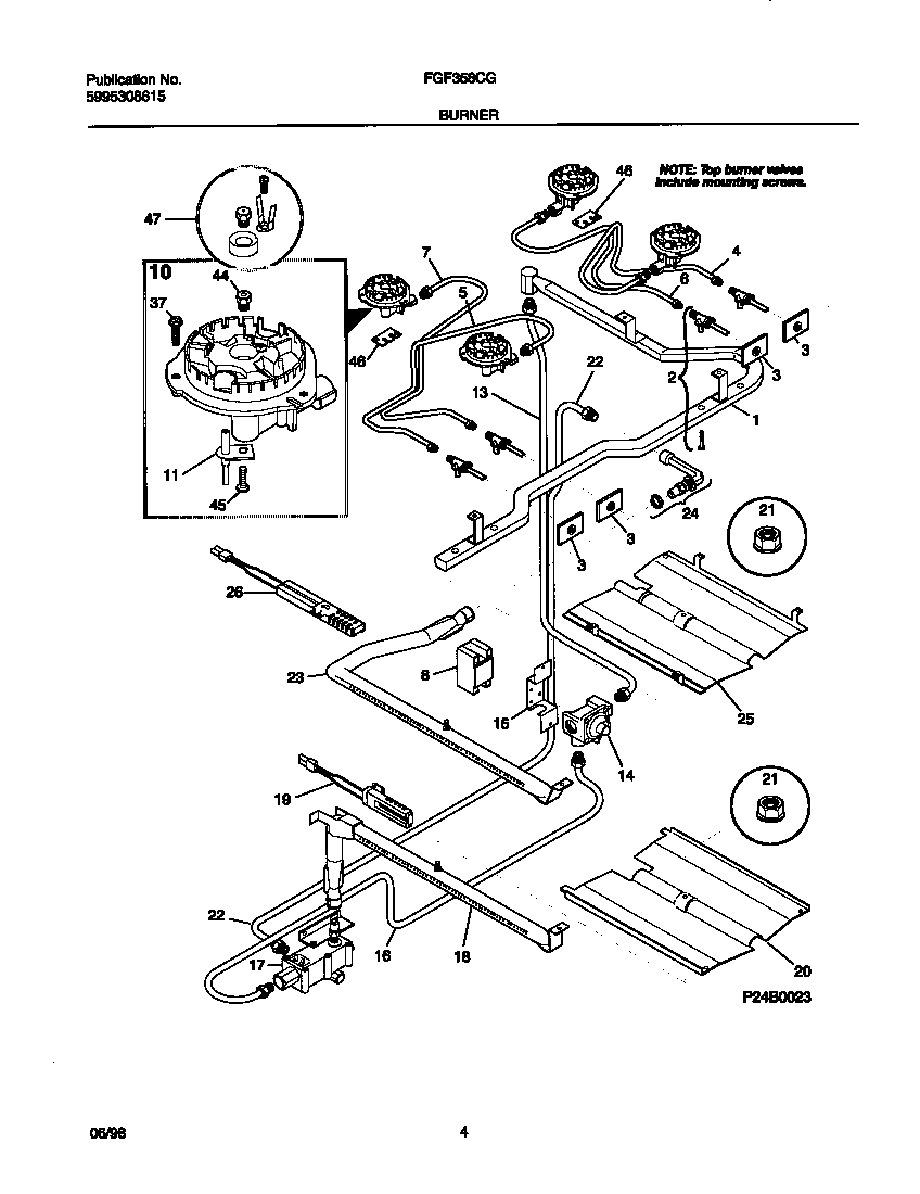 Frigidaire FGF358CGSB burner diagram
