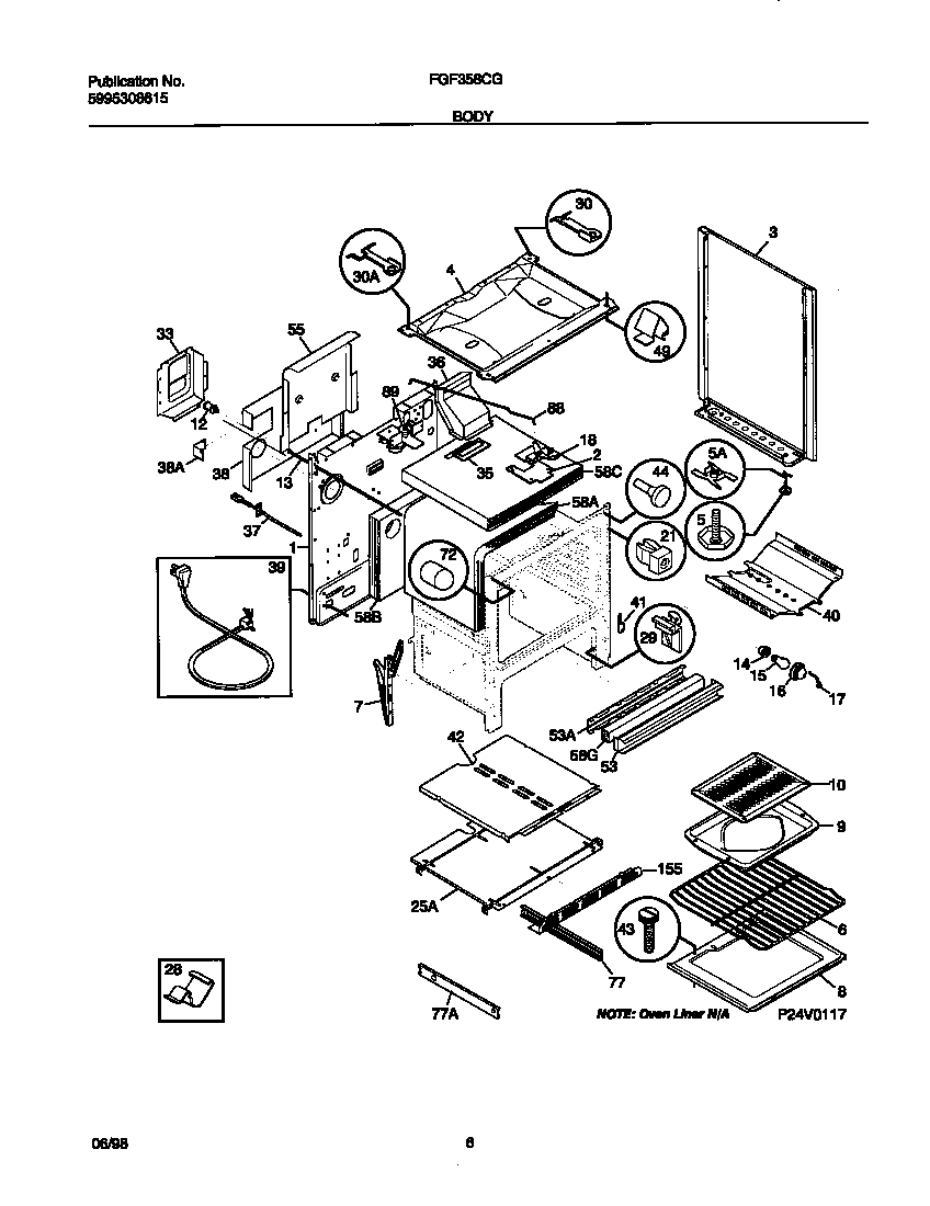 Frigidaire FGF358CGSB body diagram