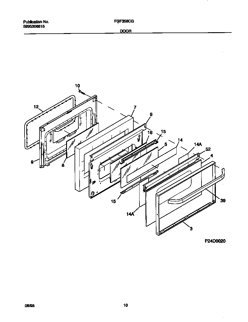 Frigidaire FGF358CGSB door diagram