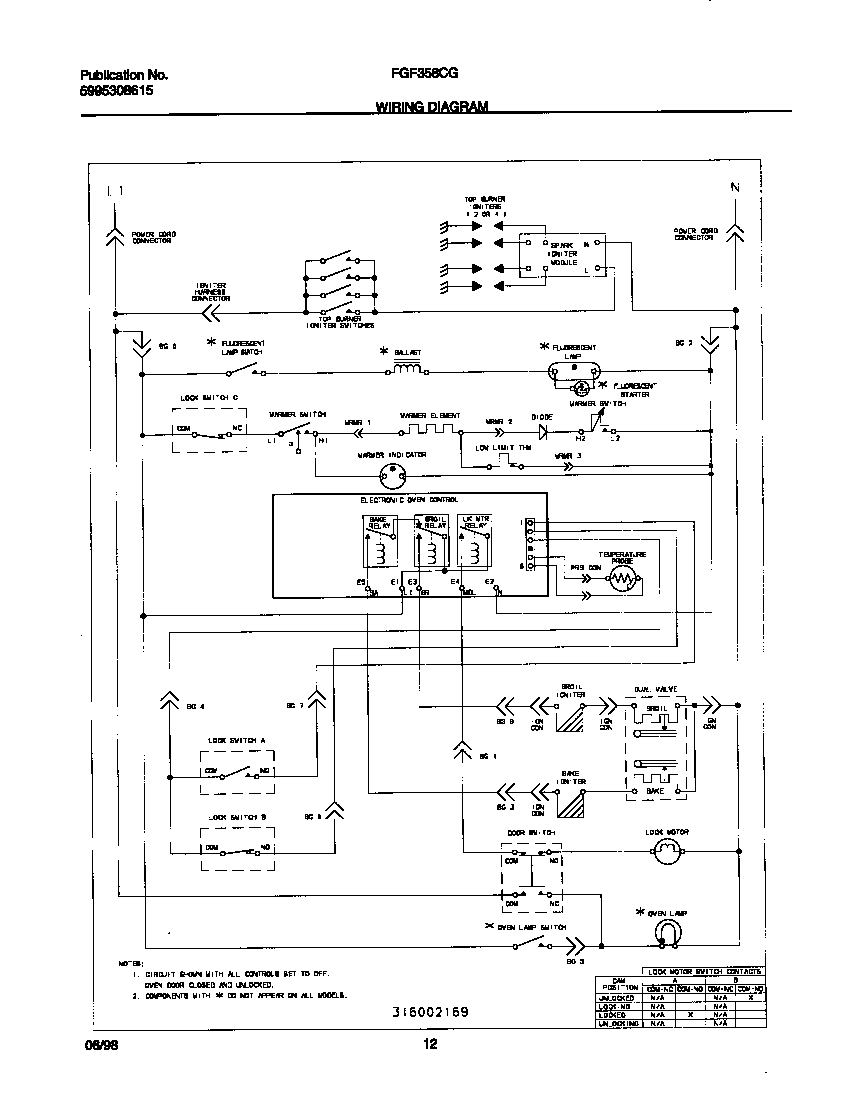 Frigidaire FGF358CGSB wiring diagram diagram