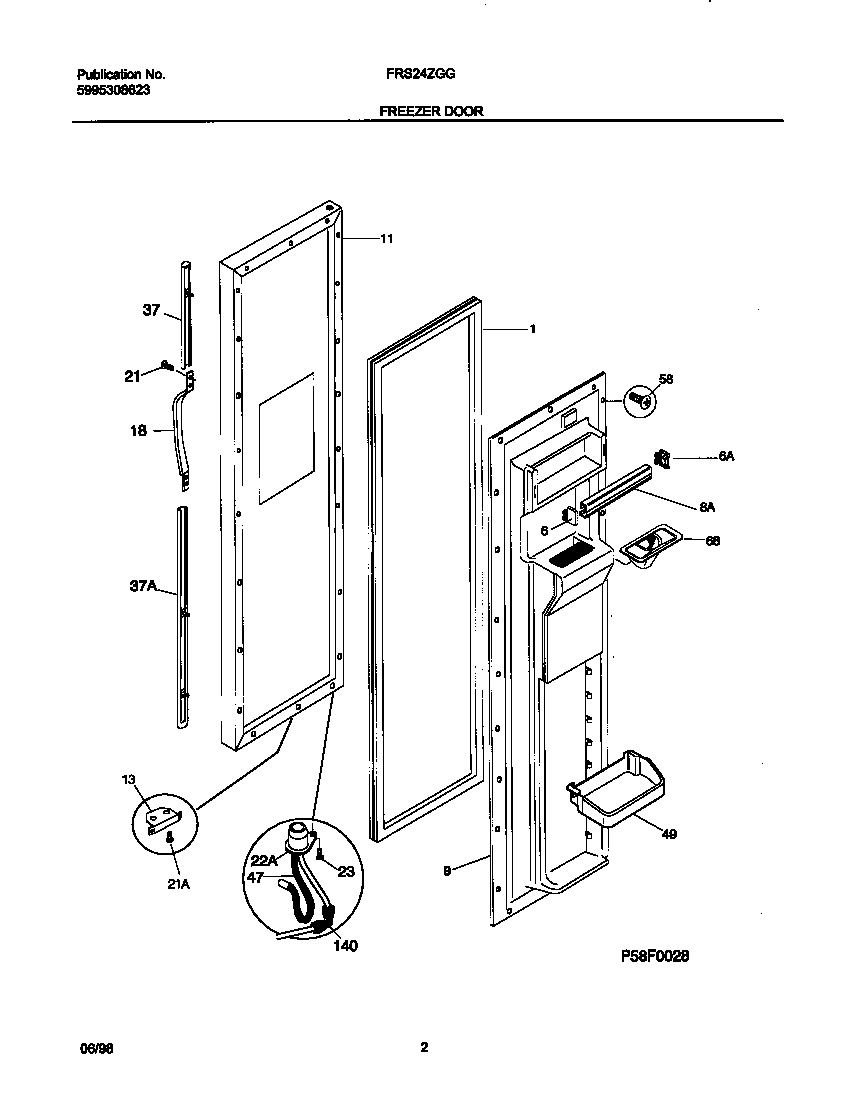 Frigidaire FRS24ZGGW2 freezer door diagram