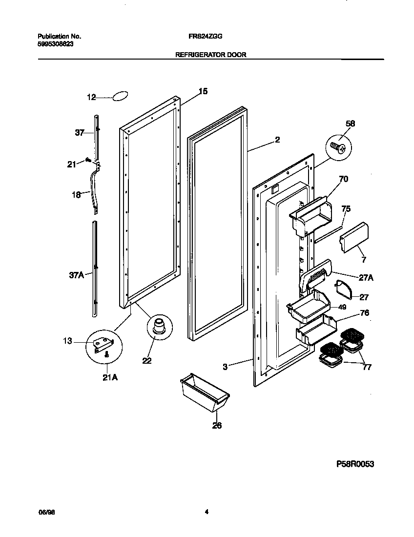 Frigidaire FRS24ZGGW2 refr door diagram