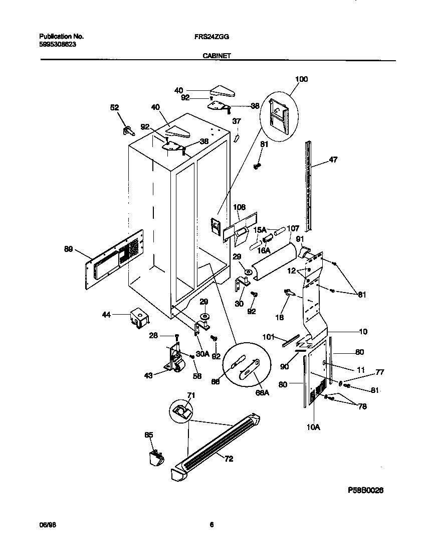 Frigidaire FRS24ZGGW2 cabinet diagram