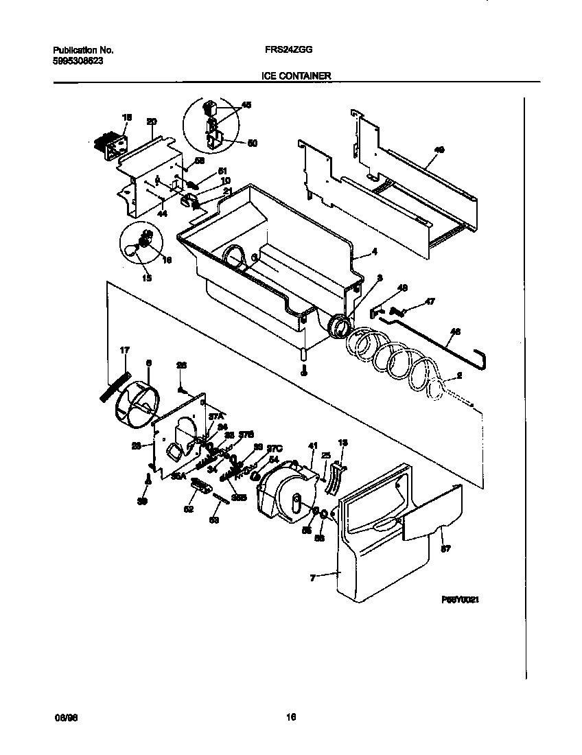 Frigidaire FRS24ZGGW2 ice container diagram