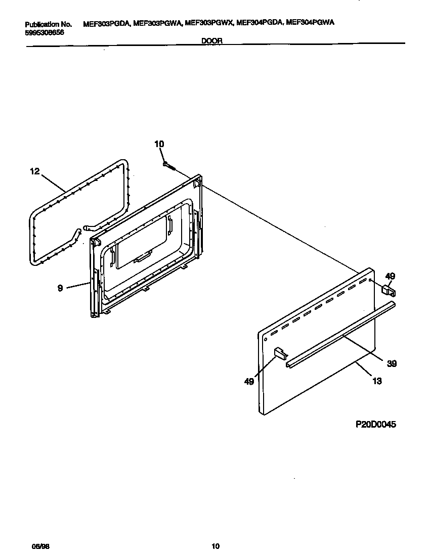 Universal/Multiflex (Frigidaire) MEF304PGDA door diagram