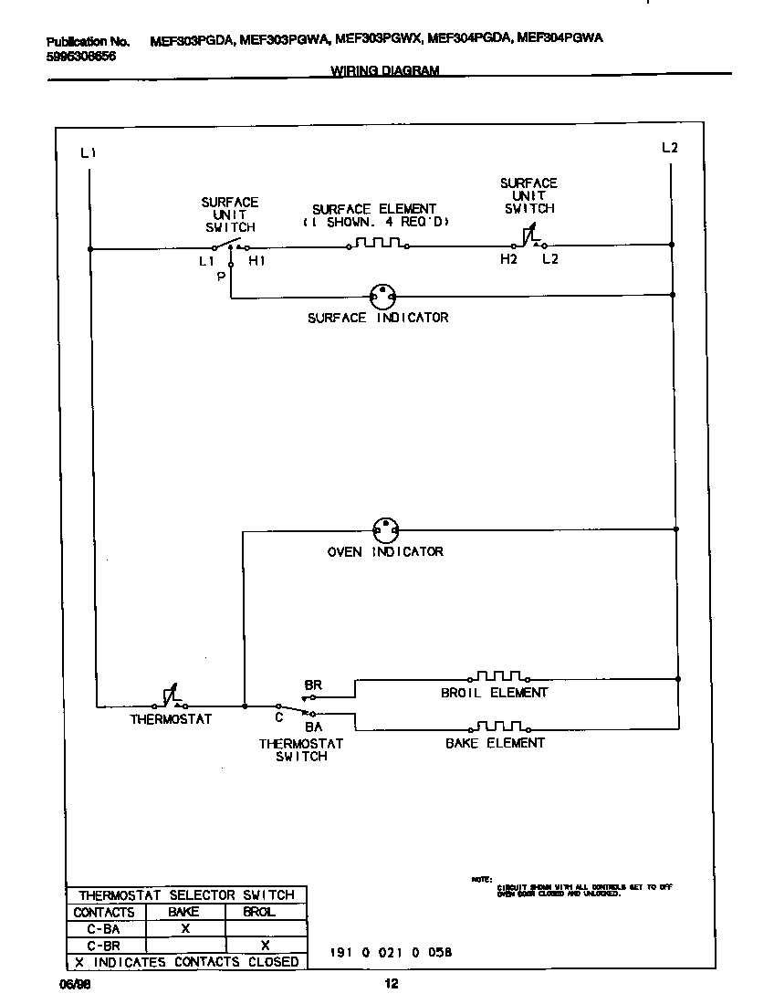 Universal/Multiflex (Frigidaire) MEF304PGDA wiring diagram diagram