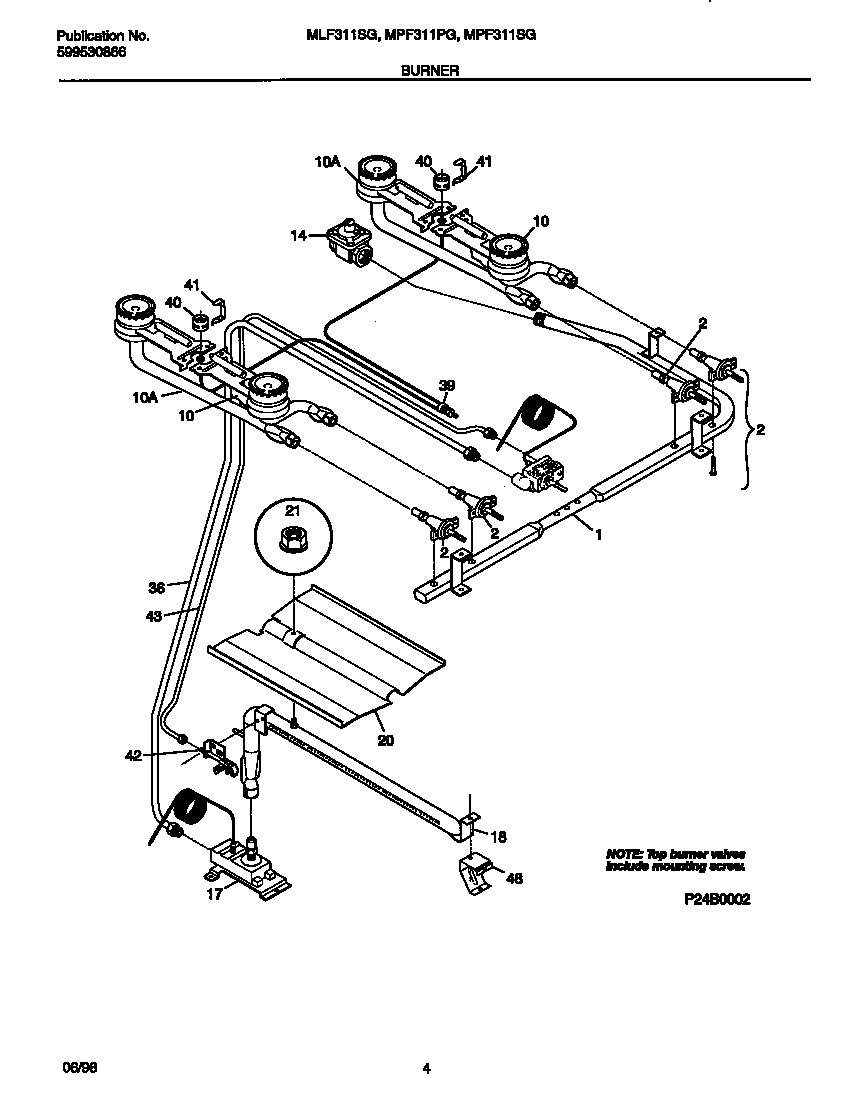 Universal/Multiflex (Frigidaire) MLF311SGDA burner diagram