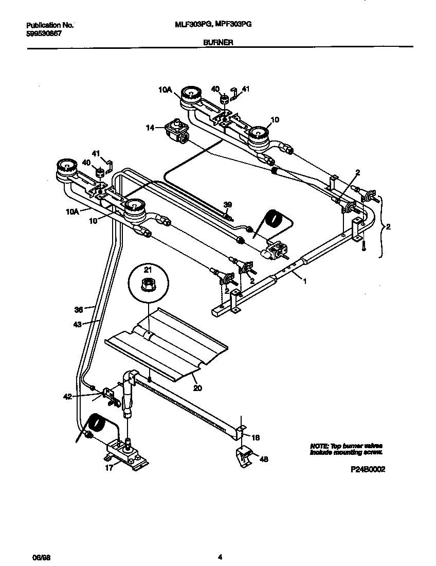 Universal/Multiflex (Frigidaire) MPF303PGDA burner diagram