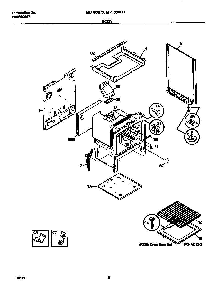 Universal/Multiflex (Frigidaire) MPF303PGDA body diagram