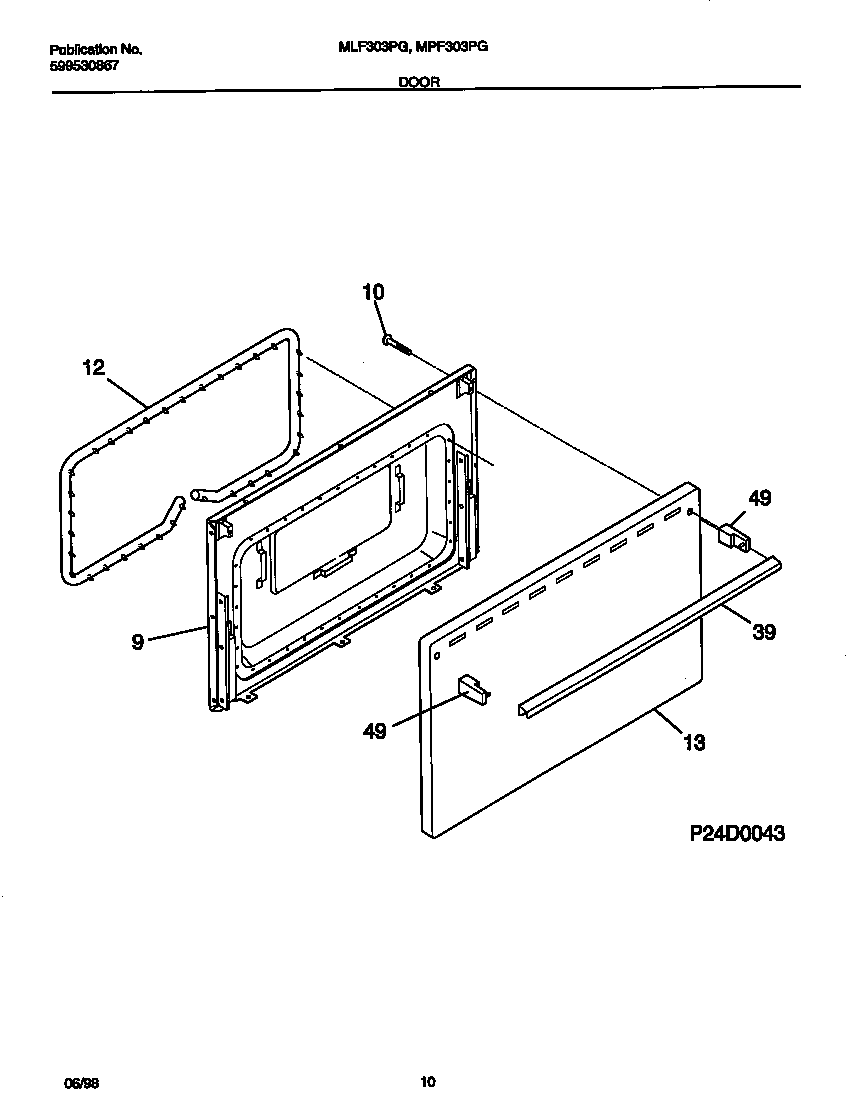 Universal/Multiflex (Frigidaire) MPF303PGDA door diagram