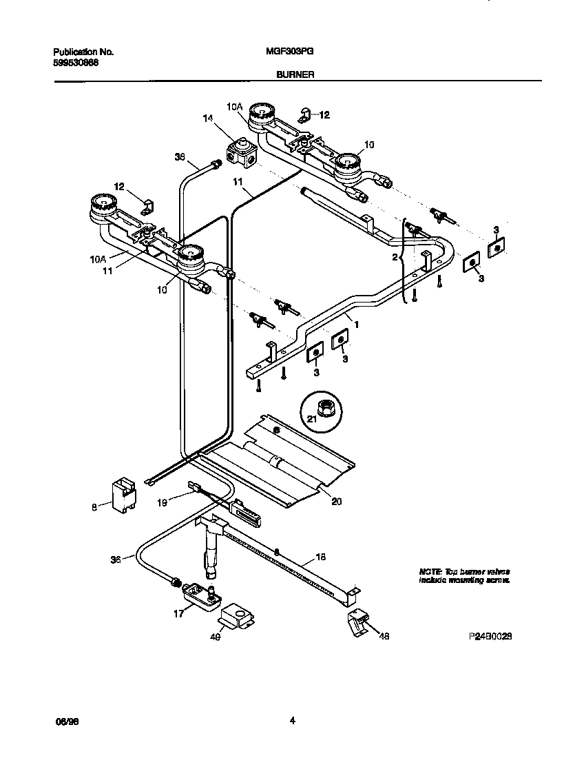 Universal/Multiflex (Frigidaire) MGF303PGDA burner diagram