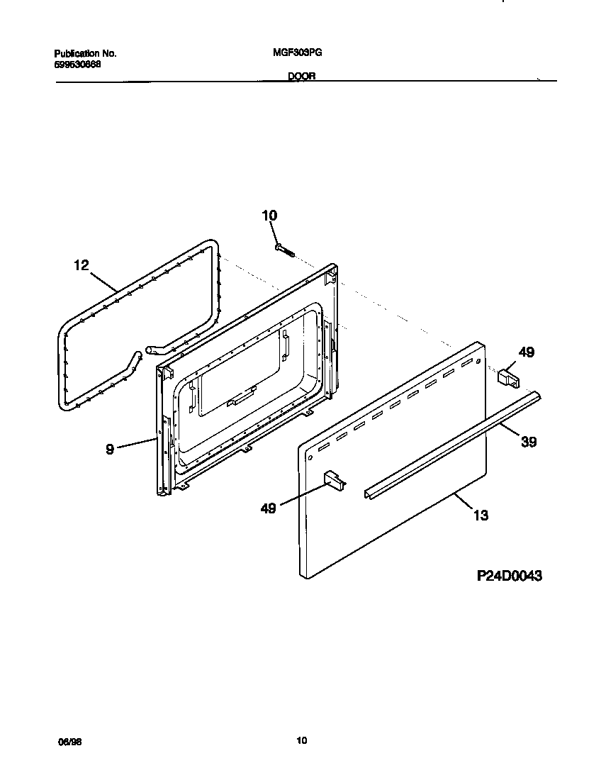 Universal/Multiflex (Frigidaire) MGF303PGDA door diagram