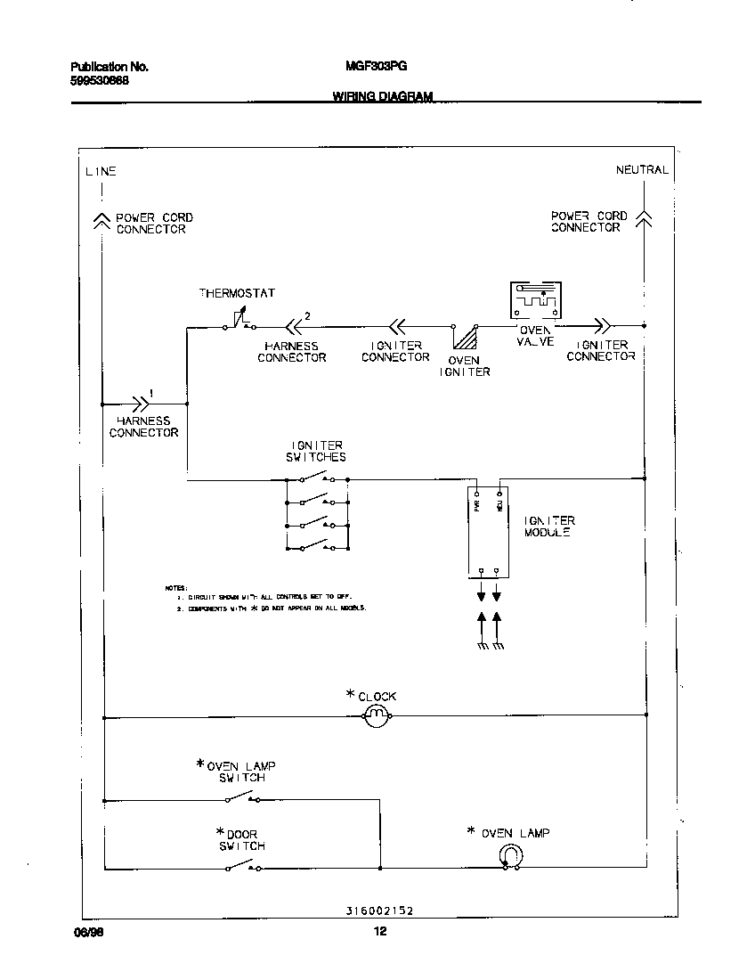 Universal/Multiflex (Frigidaire) MGF303PGDA wiring diagram diagram