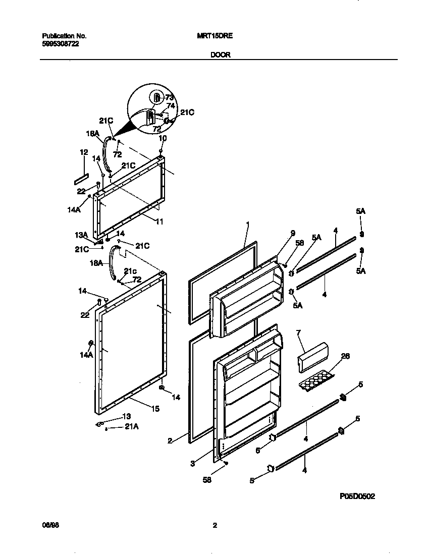 Universal/Multiflex (Frigidaire) MRT15DREW6 door diagram