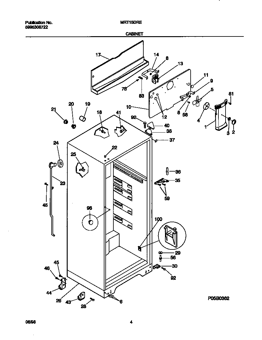 Universal/Multiflex (Frigidaire) MRT15DREW6 cabinet diagram