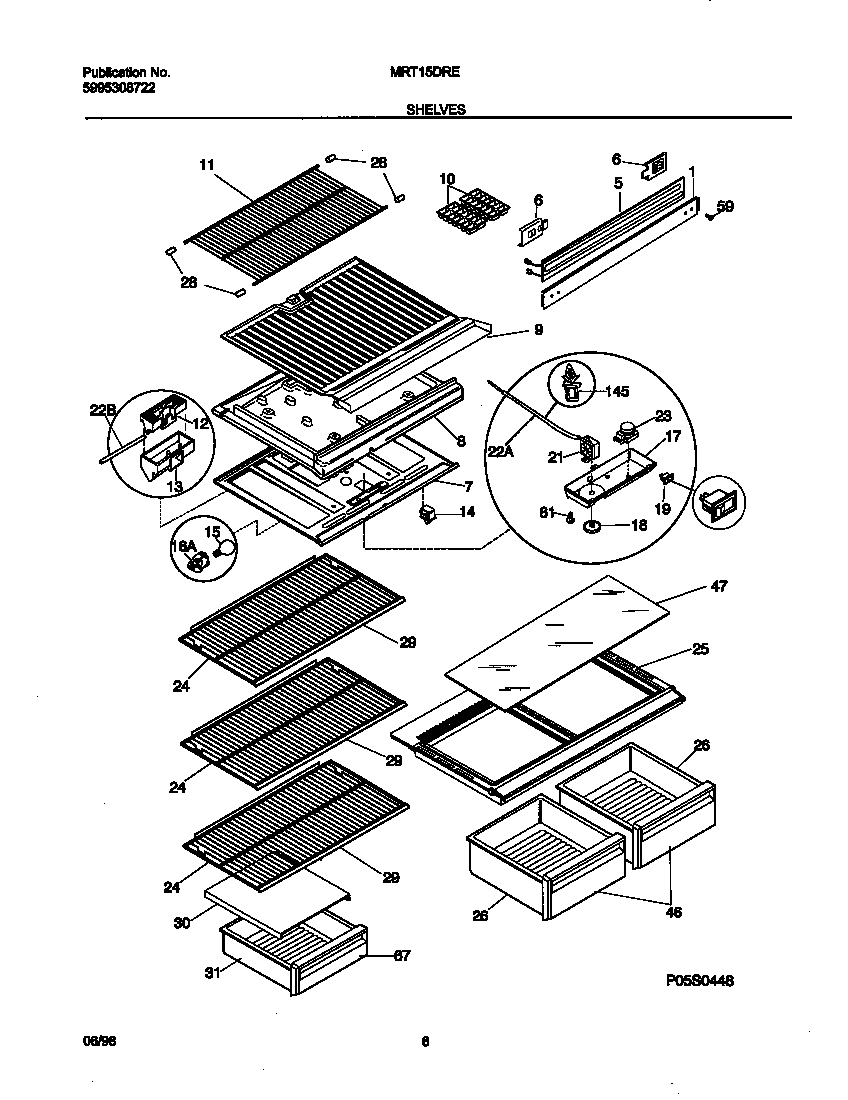Universal/Multiflex (Frigidaire) MRT15DREW6 shelves diagram