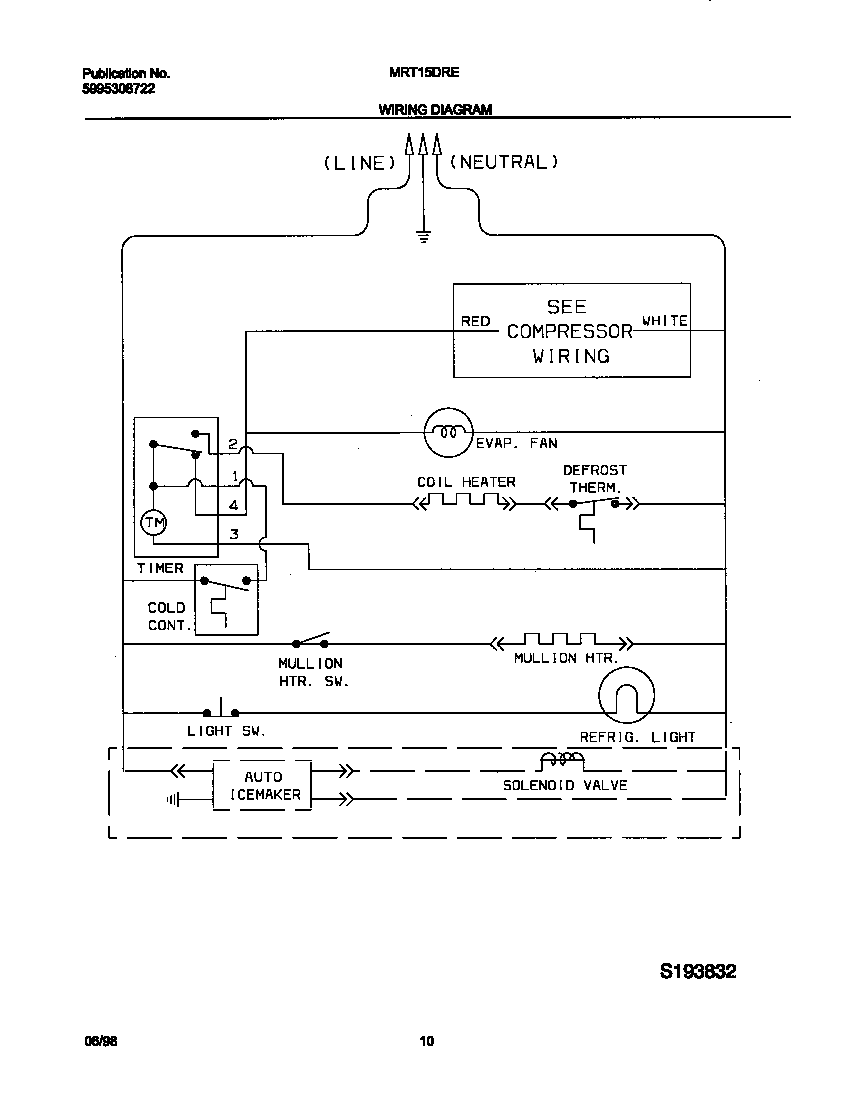 Universal/Multiflex (Frigidaire) MRT15DREW6 wiring diagram diagram