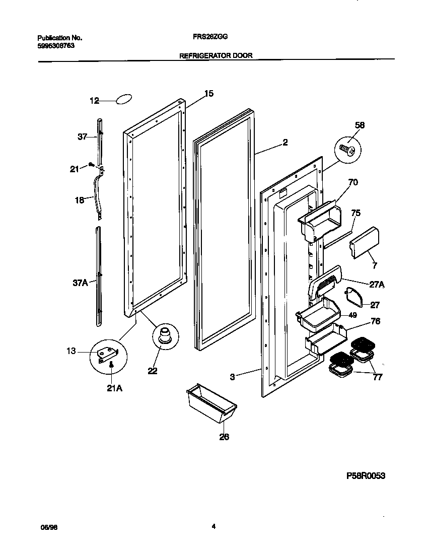 Frigidaire FRS26ZGGD1 refr door diagram