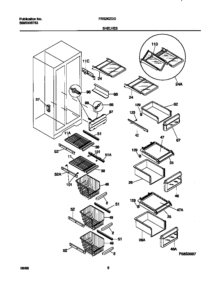 Frigidaire FRS26ZGGD1 shelf diagram