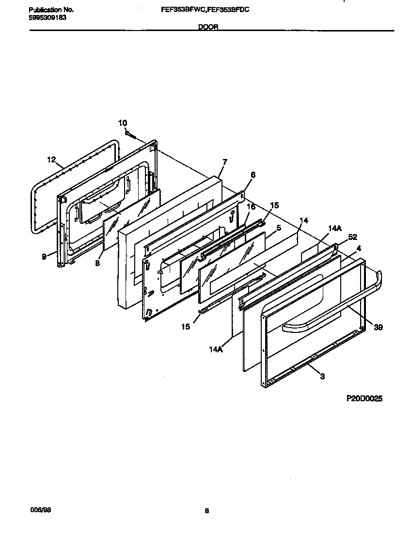 Frigidaire FEF353BFDC door diagram