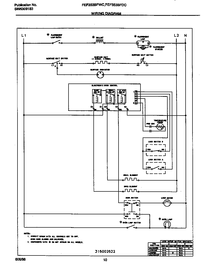 Frigidaire FEF353BFDC wiring diagram diagram