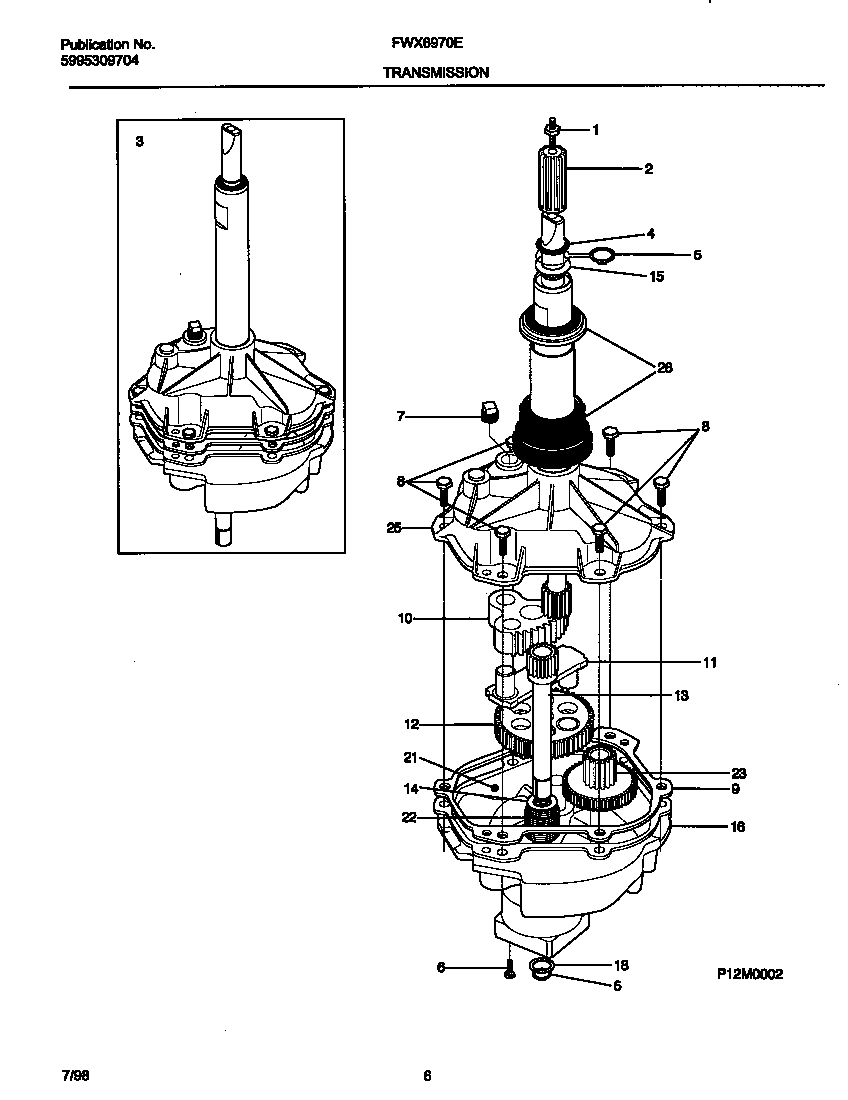 Frigidaire FWX6970EW2 transmission diagram