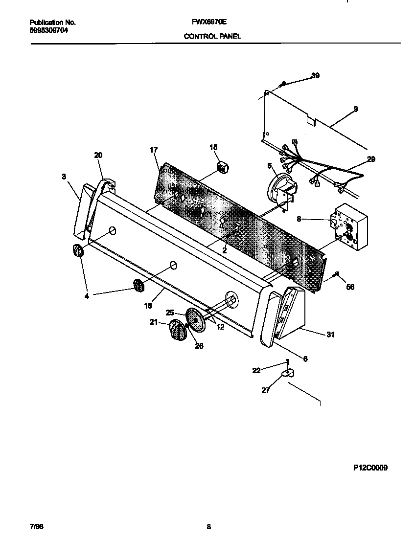 Frigidaire FWX6970EW2 control panel diagram