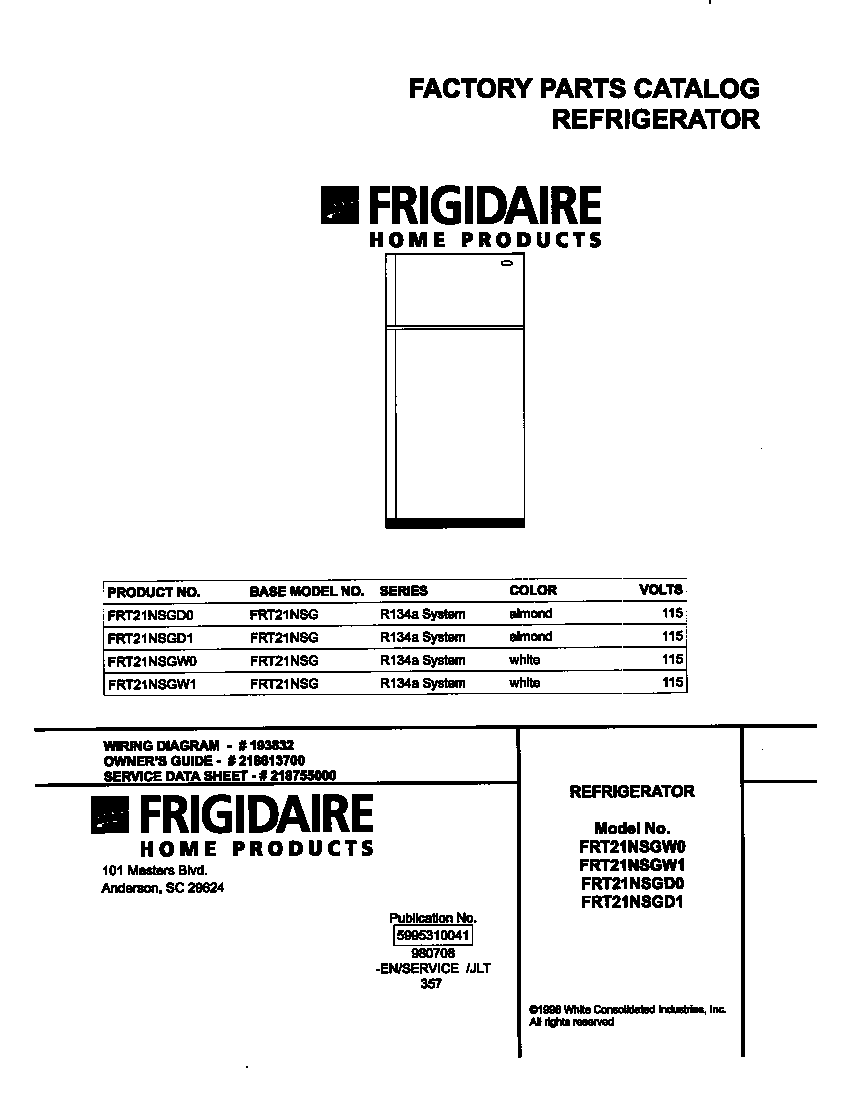 Frigidaire FRT21NSGD0 cover diagram
