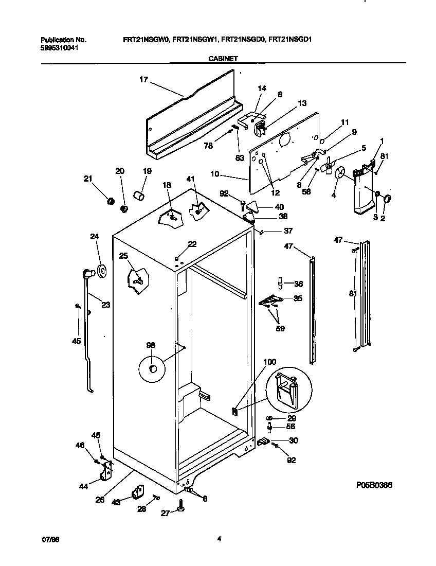Frigidaire FRT21NSGD0 cabinet diagram