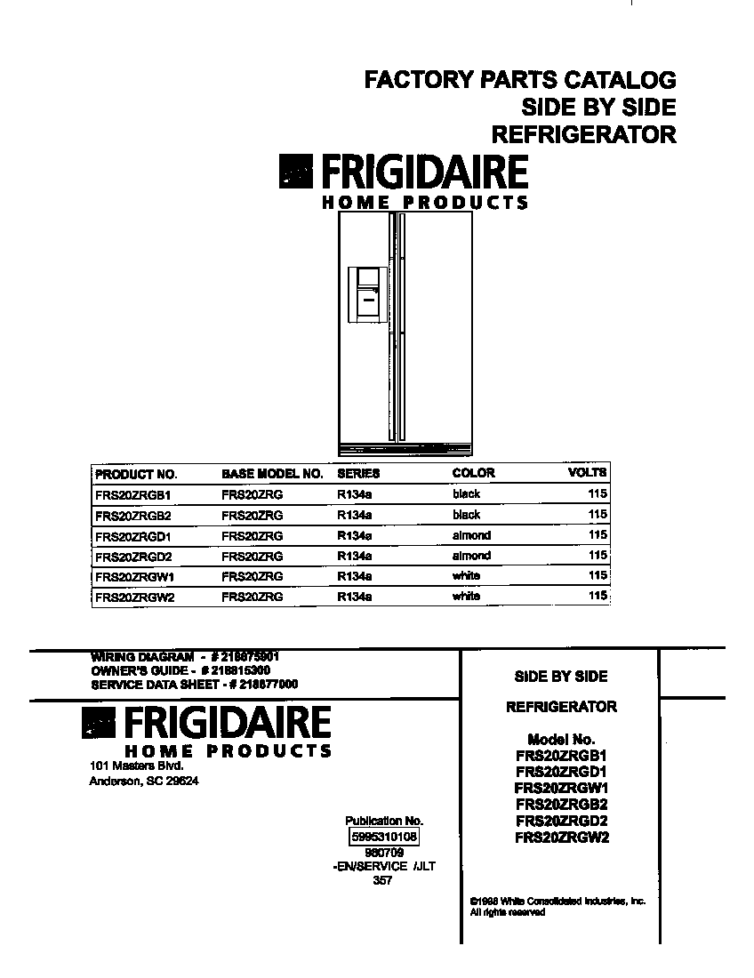 Frigidaire FRS20ZRGB1 cover diagram