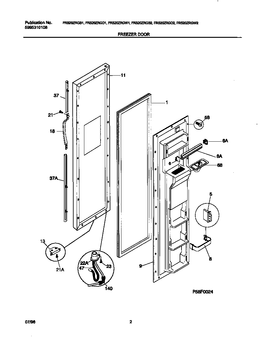 Frigidaire FRS20ZRGB1 freezer dr diagram
