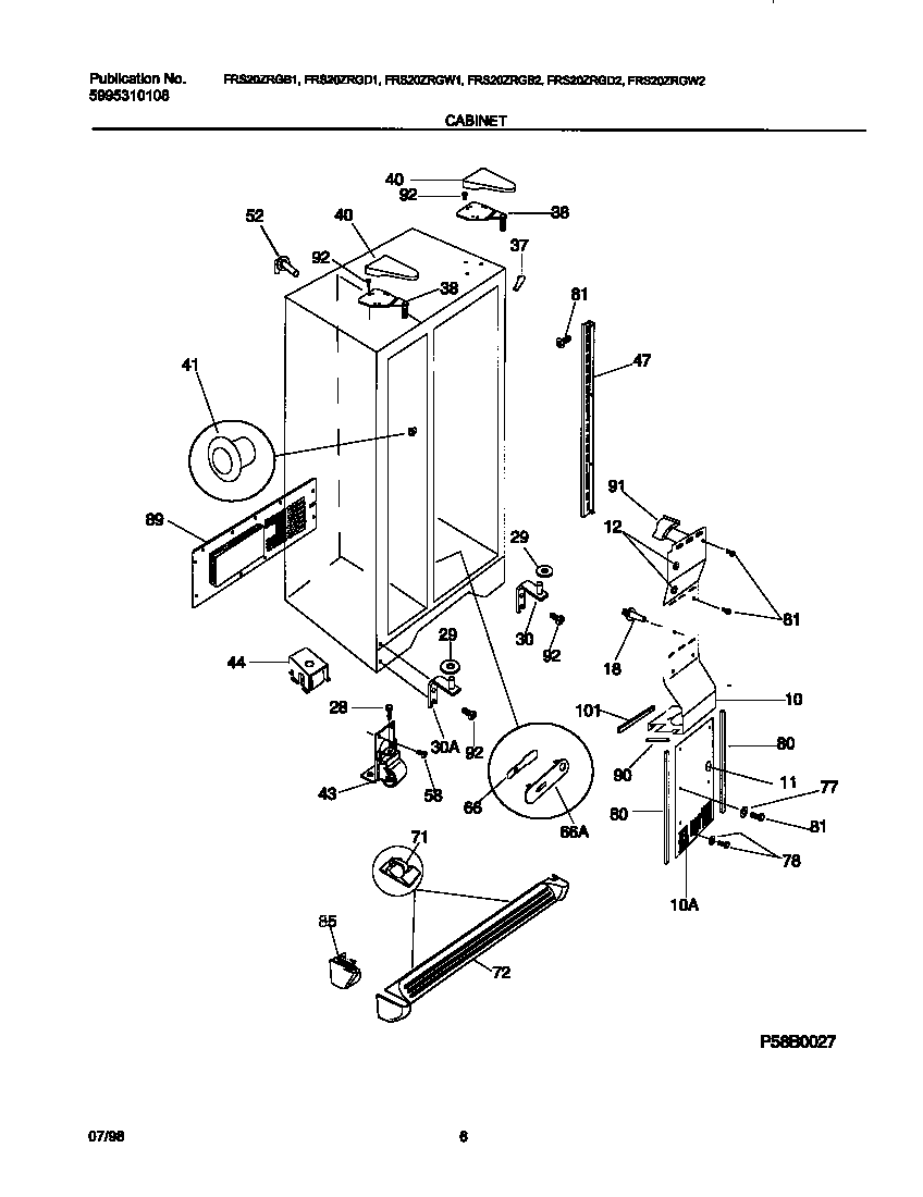Frigidaire FRS20ZRGB1 cabinet diagram