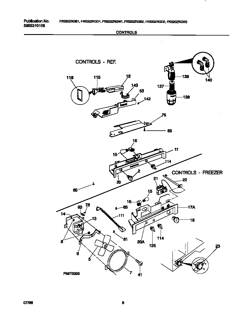 Frigidaire FRS20ZRGB1 controls diagram