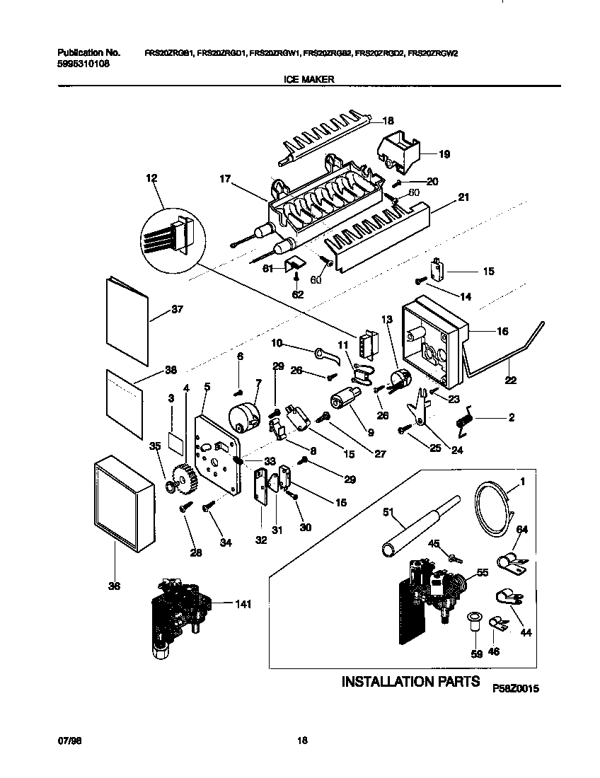Frigidaire FRS20ZRGB1 ice maker diagram