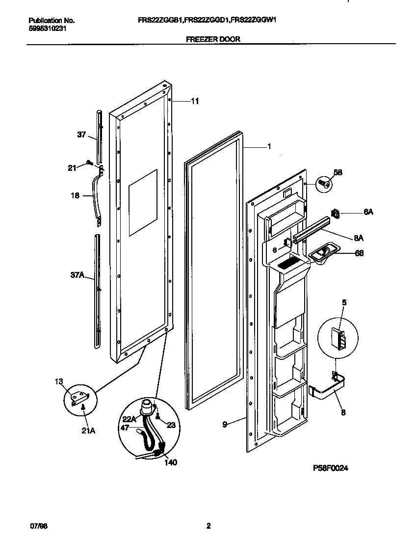 Frigidaire FRS22ZGGW1 frzr door diagram