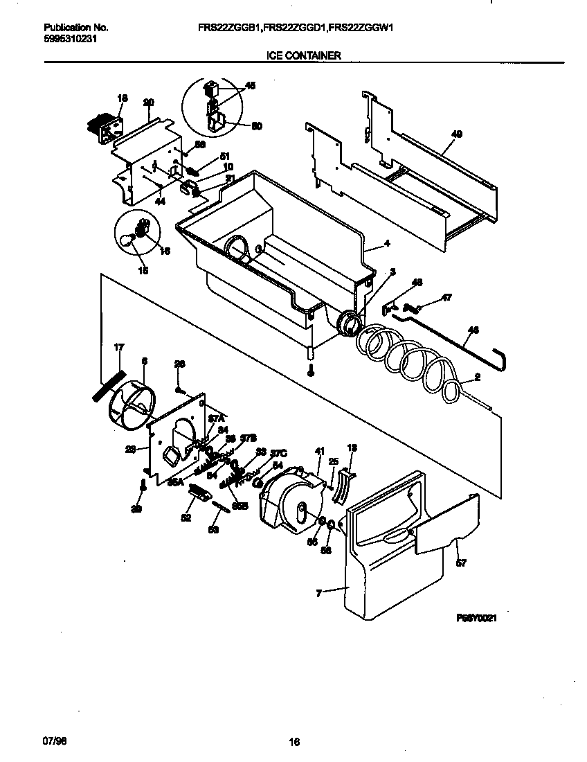 Frigidaire FRS22ZGGW1 ice container diagram