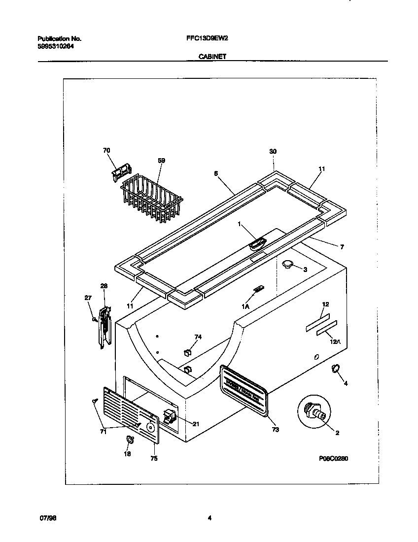 Frigidaire FFC13D9EW2 cabinet diagram