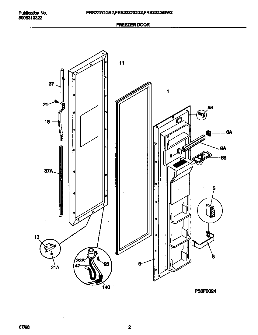 Frigidaire FRS22ZGGD2 frzr door diagram