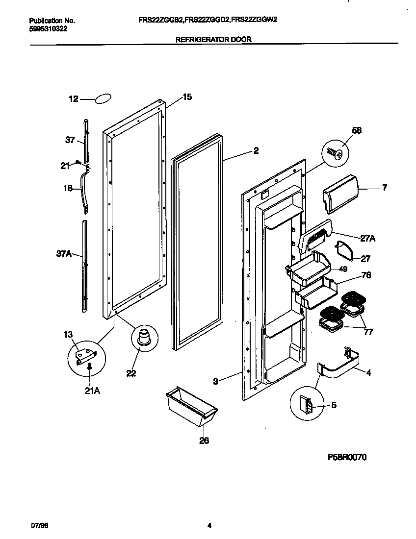 Frigidaire FRS22ZGGD2 refr door diagram
