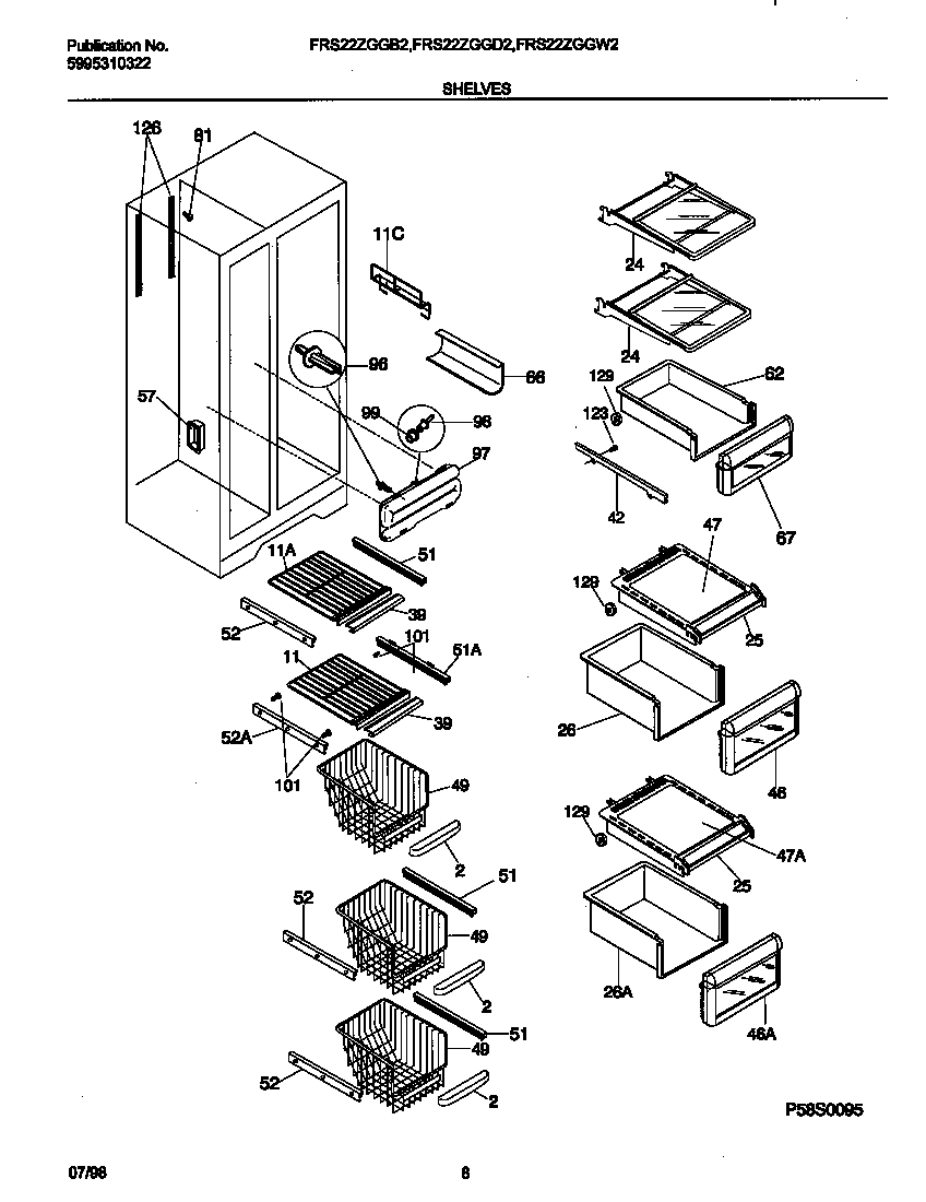 Frigidaire FRS22ZGGD2 shelves diagram