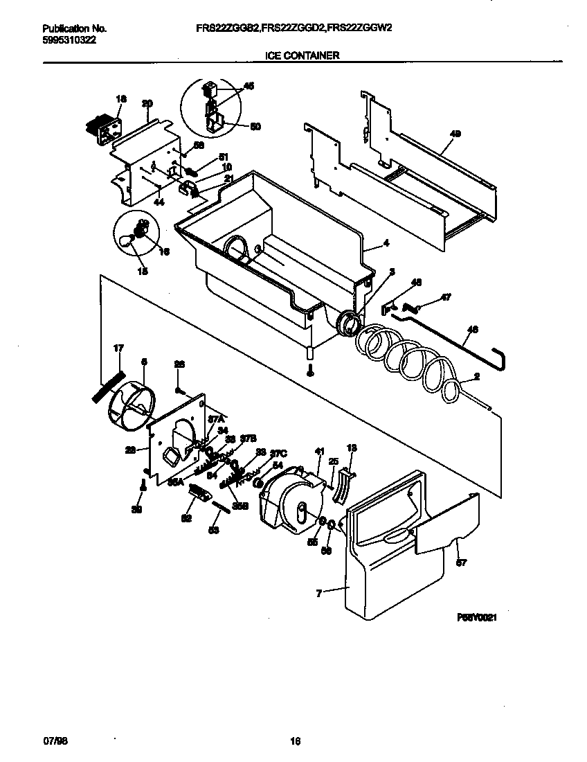 Frigidaire FRS22ZGGD2 ice container diagram