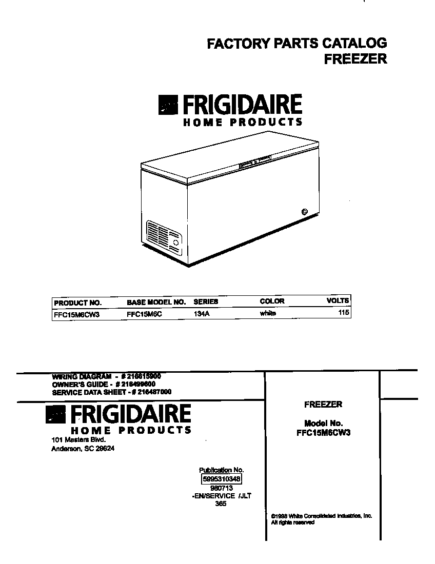 Frigidaire FFC15M6CW3 cover diagram