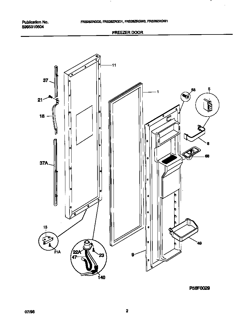 Frigidaire FRS28ZRGD1 freezer door diagram