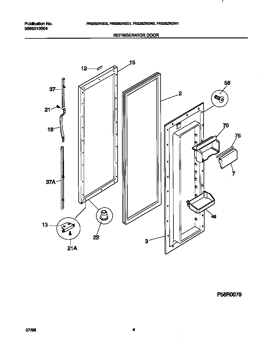 Frigidaire FRS28ZRGD1 refrigerator door diagram