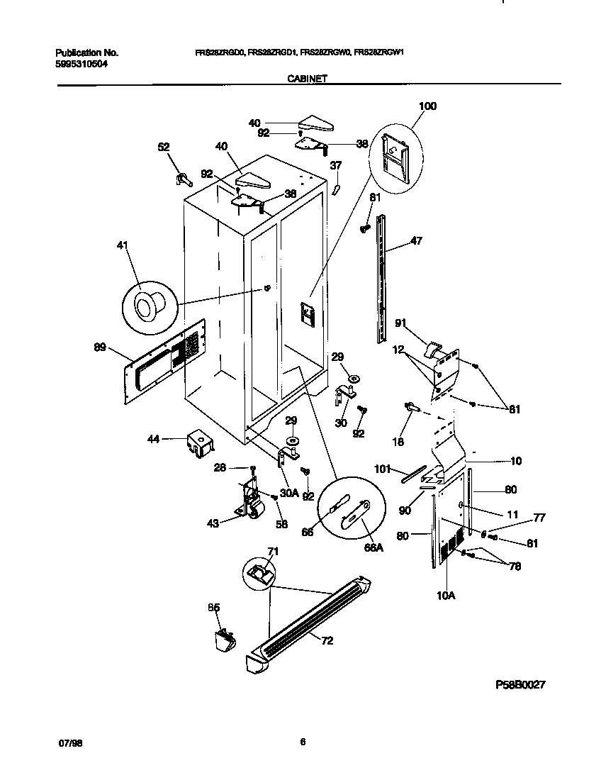 Frigidaire FRS28ZRGD1 cabinet diagram