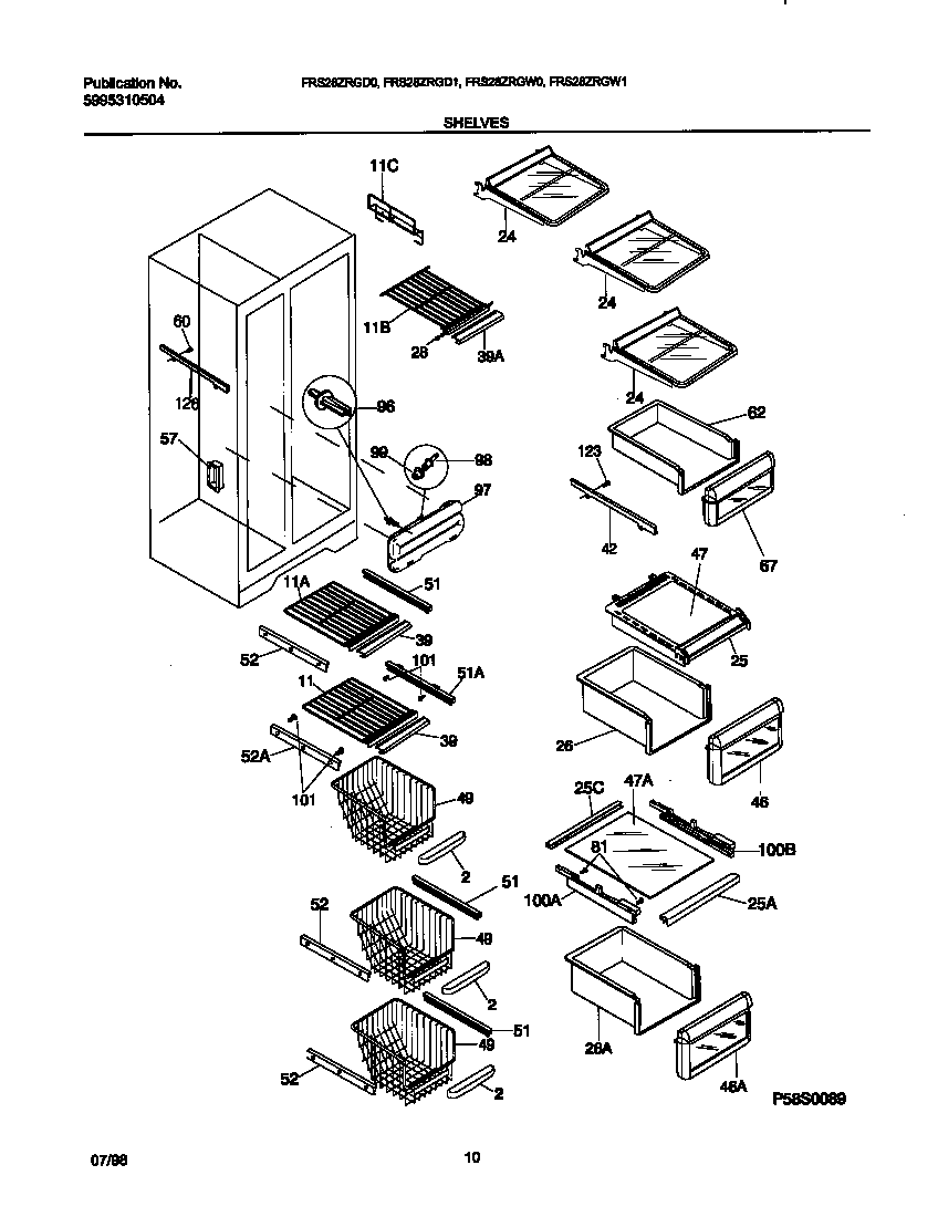 Frigidaire FRS28ZRGD1 shelves diagram