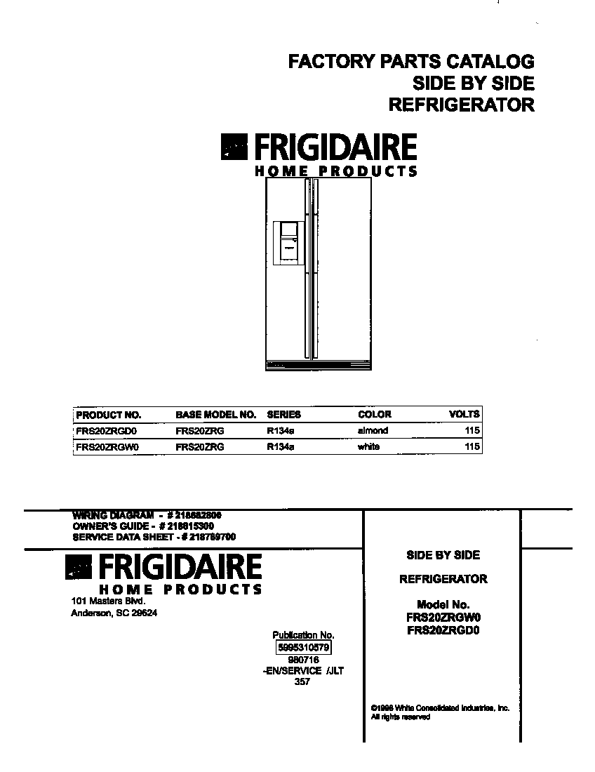 Frigidaire FRS20ZRGD0 cover diagram